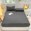 Solid Color Brushed Fitted Sheet Set Simple Mattress Protector Soft Breathable Bed Cover for Home Bedroom
