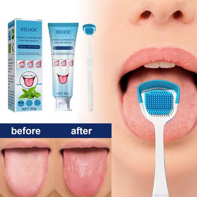Gel detergente per la pulizia del rivestimento della lingua Pennello per abbinamento Pulizia del rivestimento della lingua e igiene orale Rimozione dell'alito cattivo e alito rinfrescante