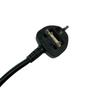 UK 13A Moulded Plug Cord, 3-Core 1.5mm² Pure Copper, 2M Black Cable, 13A Fuse, C13 Connector