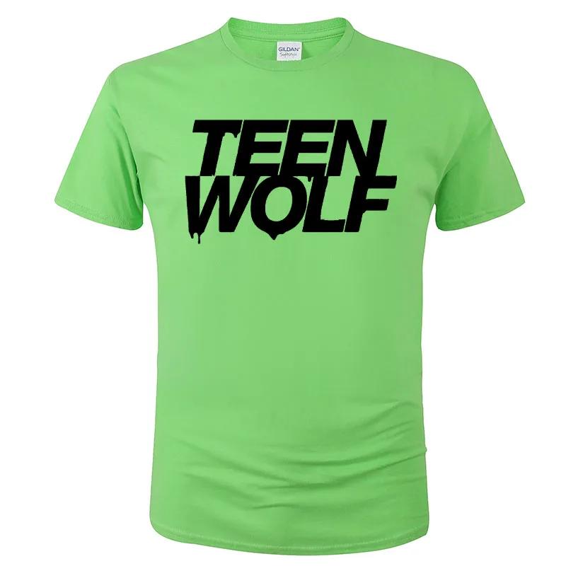 Teen Wolf Letter Print 2024 Summer Popular Trend Simple Round Neck T-shirt Casual High endVersatile Short SleeveG138