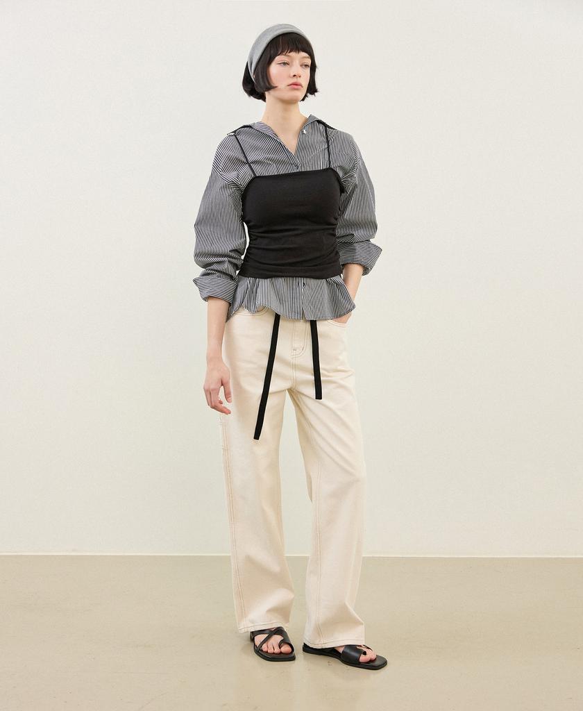 LAFELSORTOF Embroidered Point Striped Shirt