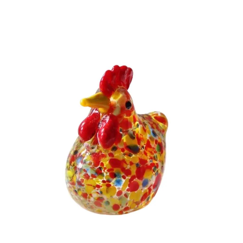 Small Hand Blown Glass Chicken Figurines Mini Home Decor Crystal Rooster Statues Crafts Smooth Surface Cock Miniatures Desktop