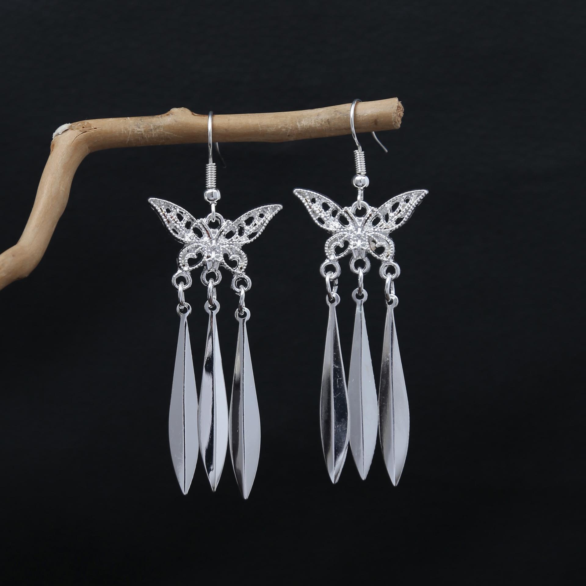 Винтажные серьги-кисточки с цветами в богемном стиле из серебра мяо