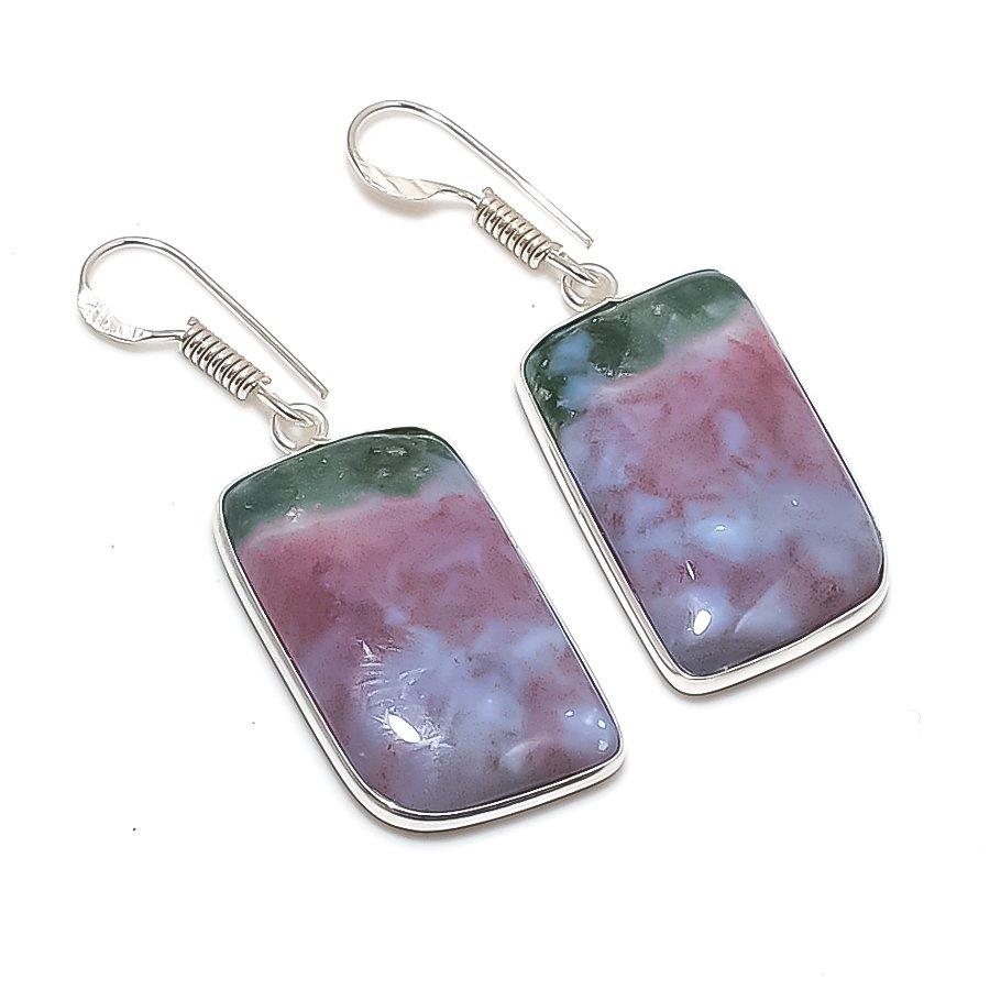 Natural Bloodstone Gemstone 925 Sterling Silver Jewelry Earring 1.77 AE-12344