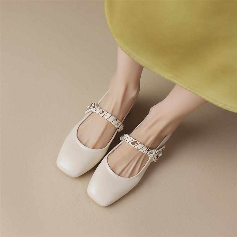Kadın Mary Janes Ayakkabı Kare Burun Kalın Alçak Topuk Eldiven Ayakkabı Bayan Moda Ayakkabıları İlkbahar Sonbahar Siyah Bej Haki 43