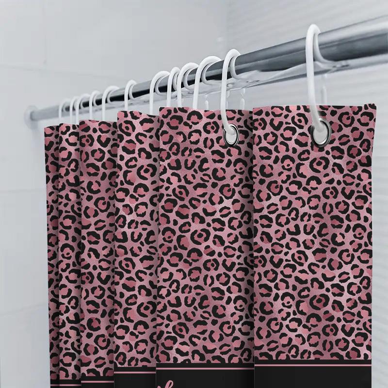 Luxurious Bathroom Decor: Pink Red Leaf Printed Shower Curtain For Home Decoration Modern Waterproof Washable Fabric With Hooks