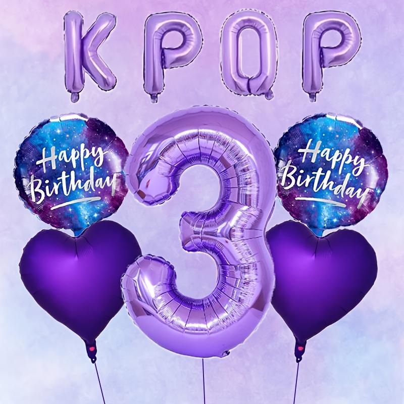 9pcs Cool Purple K-pop Themed Party Balloon Set 32-inch Number 0-9 Balloons Music Themed Party Decoration Photography Props