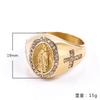 Anello Cattolico Vintage Vergine Maria Croce Acciaio Inossidabile Colore Oro Argento Stile Religioso Anello da Uomo Gioielli da Preghiera Regalo