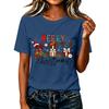 Damen Casual Weihnachten Bedrucktes Kurzarm-T-Shirt mit festlichem Feiertagsdesign