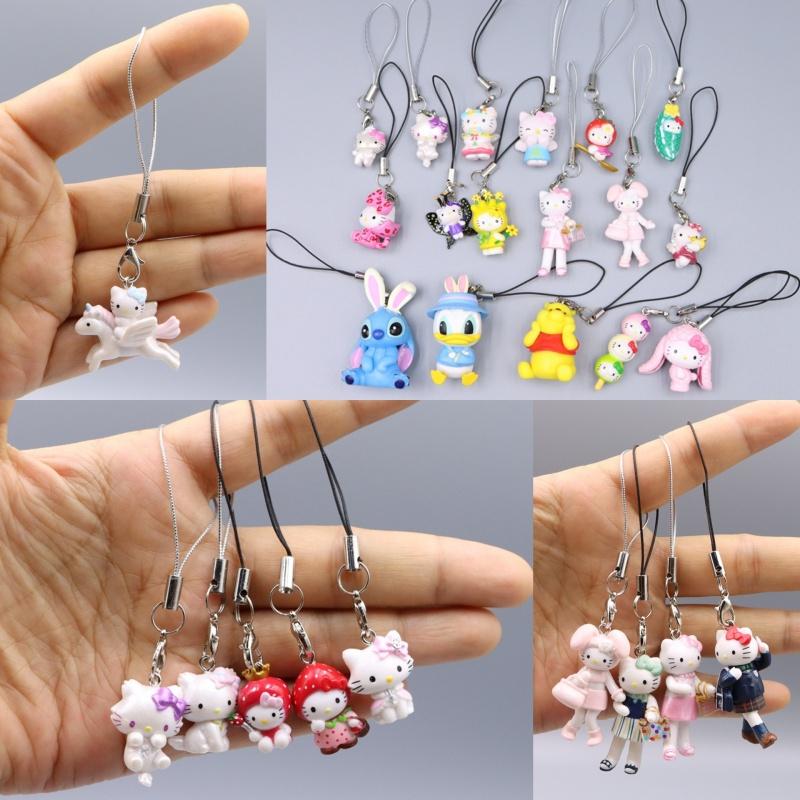 kawaii Hello Kitty Toy Pendant Cute Cat Phone Case Decorative Necklace Pendant Kawaii Women Accessories Festival Gifts