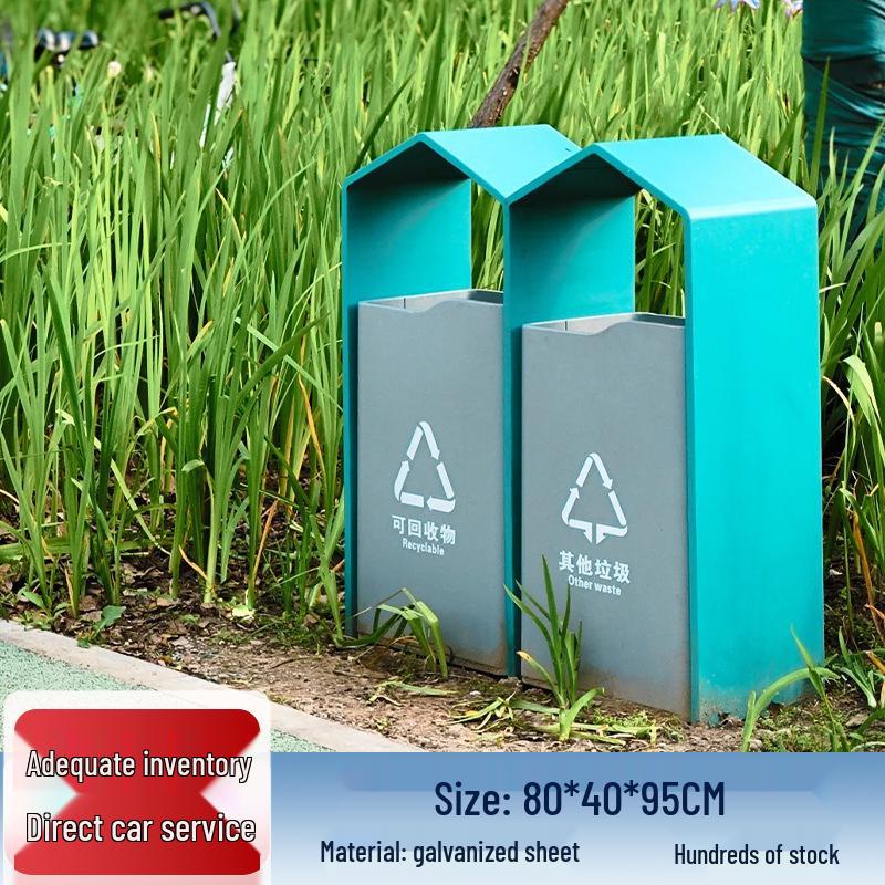 Stainless Steel Outdoor Park & Community Sorting Trash Can