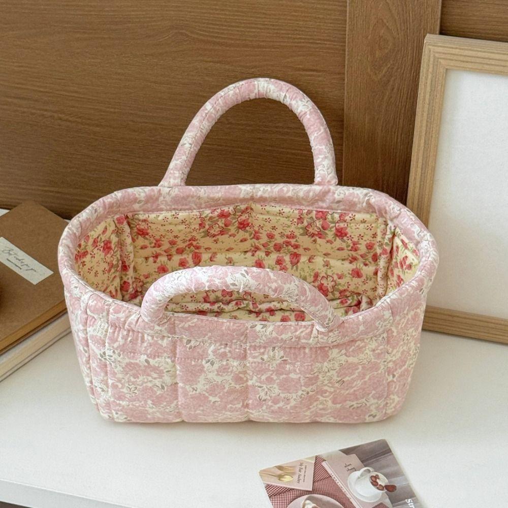 Open Top Foldable Fabric Basket Quilted Laundry Basket With Handles  Bedroom Storage