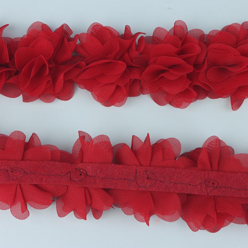 1 Yard 24 Flowers Chiffon Lace Patch Fabric Webbing Decoration Flower Gift Ribbons Diy Bridal Veil Shoes Wedding Clothes Crafts