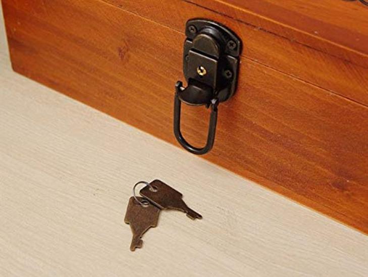 Eine schlichte Vintage Naturholz Aufbewahrungsbox mit stilvollem Holzkistenverschluss, Klein,