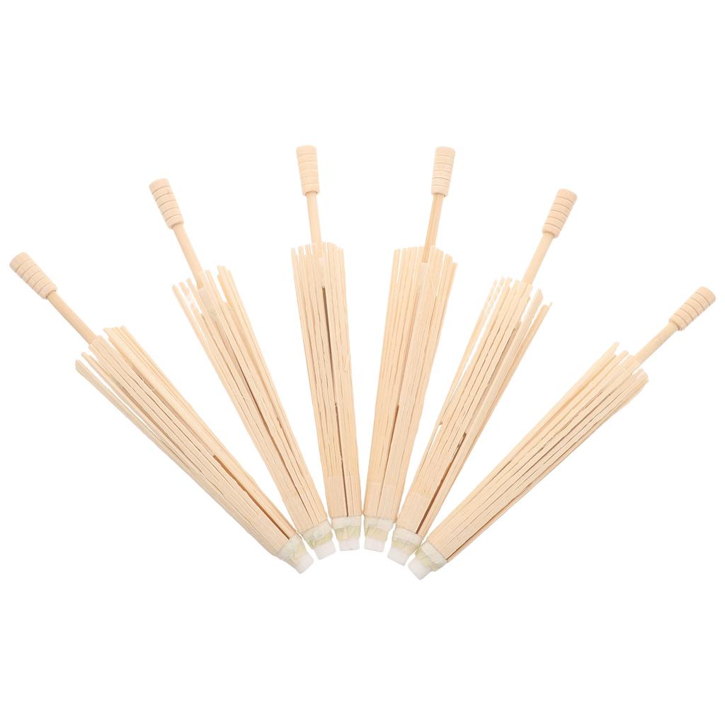 6Pcs Oil Paper Umbrella Frame 12x12inch Wooden Miniature Craft Parasol DIY Wedding Decor Dance Photo Prop Stage Prop