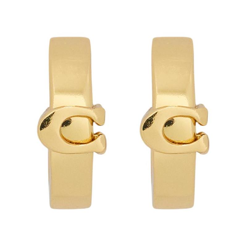 COACH Fashionable simple design brass earrings women's gold