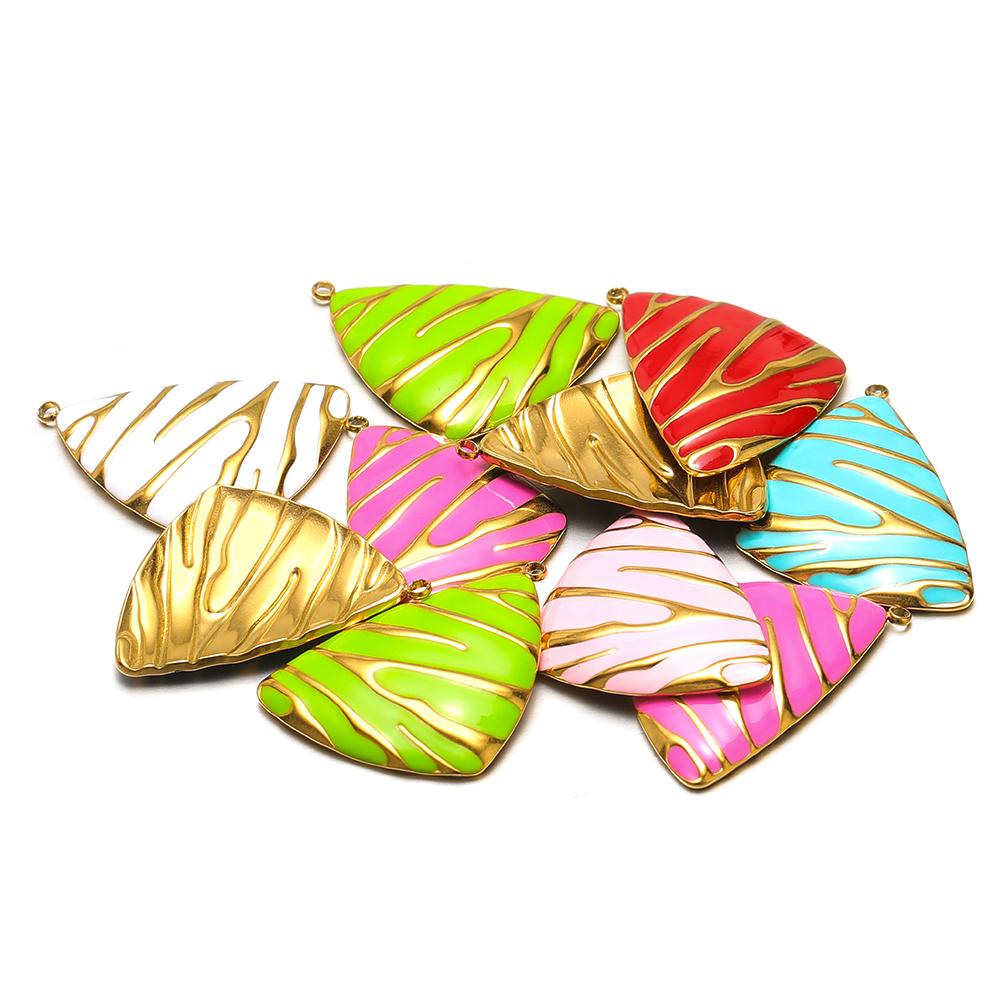 5pcs Stainless Steel Enamel Triangle Charms for DIY Jewelry Findings Necklace Pendant Bracelets Earrings Making Eardrop Supplies