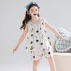 Girls Short Sleeve Pajama Set Cartoon Print Lyocell Sleepwear Home Wear Comfortable Breathable Kids Nightwear