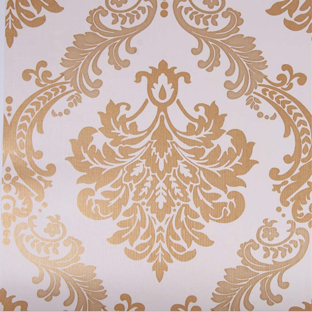 Luxury Gold Damask Peel and Stick Wallpaper Removable Printed Stick Wall Paper Decorative Self Adhesive Shelf Drawer Liner Roll