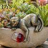 Betrunkener Stil Kätzchen Statue Betrunkene Harz Figur Pflanztopf Aufhänger, 3 Farben Faule Katze Mini Statue, Lebensechte Tier Handwerk Niedliche Hängende Figuren