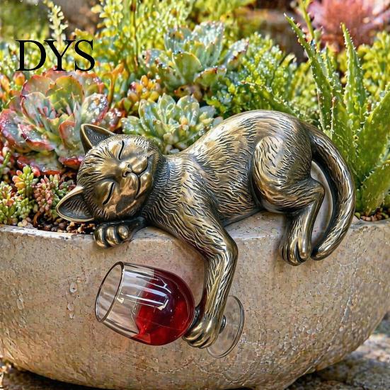 Betrunkener Stil Kätzchen Statue Betrunkene Harz Figur Pflanztopf Aufhänger, 3 Farben Faule Katze Mini Statue, Lebensechte Tier Handwerk Niedliche Hängende Figuren