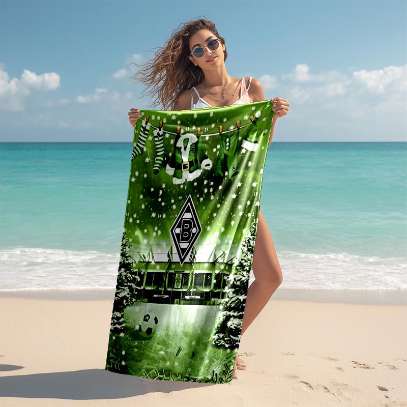Beweis Strandtuch mit Borussia Mönchengladbach Logo Muster - weich, saugfähig, schnelltrocknend, maschinenwaschbar - perfekt zum Schwimmen, Camping, Baden