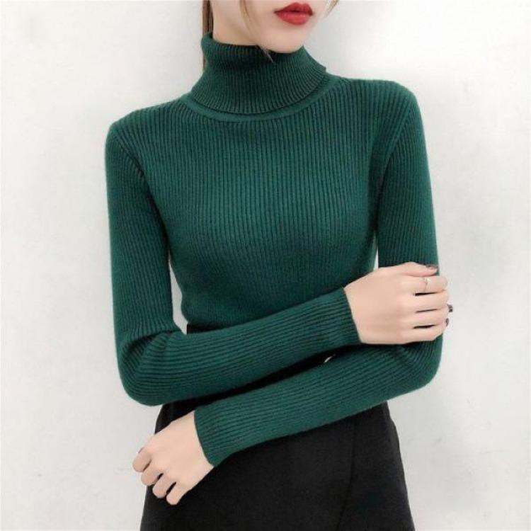 Slim Fit Women Turtleneck Sweater Knitted Pullovers Winter Warm Plus Size Clothes Elastic Soft High Quality