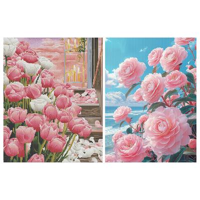 Full Embroidery Silk Thread 11CT Printed Flower Cross Stitch Kit Home Art Decor