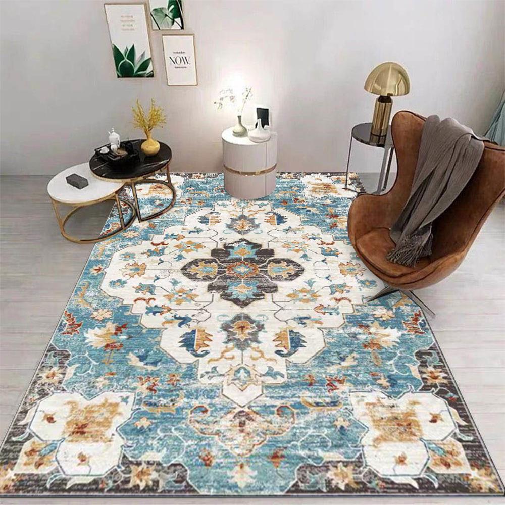 Klassischer böhmischer Stil Retro Teppich Wohnzimmer Sofa Schlafzimmer Arbeitszimmer Küche Eingang Matte Rutschfest Leichter Luxus Heimdeko Matte