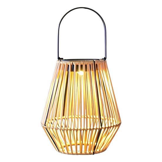 Rattan Woven Solar Lantern Rattan Solar Outdoor Faux Light B