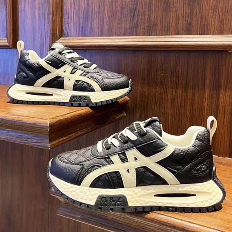 Men's Fashion Chunky Sole Sneakers Cross-Strap Casual Outdoor Comfortable Shoes