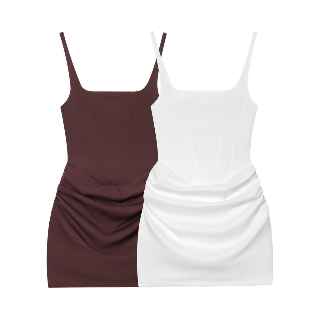 Damen French Style Quadratischer Ausschnitt Ärmellos Bodycon Taillenbetontes Midi-Kleid - Herbst/Winter Neuankunft