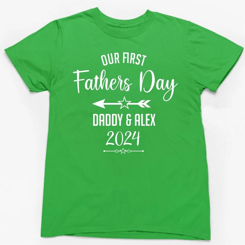 OUR FIRST FATHERS DAY PERSONALISED T-SHIRT Family Daddy Dad Father Mum Gift 2 S
