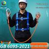 Blue Adjustable Safety Harness for High-Altitude Electrician Work with Fall Protection Belt and Rope Set