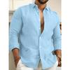 Cotton and Linen Solid Color Men's Shirt, Youth Casual Clothes