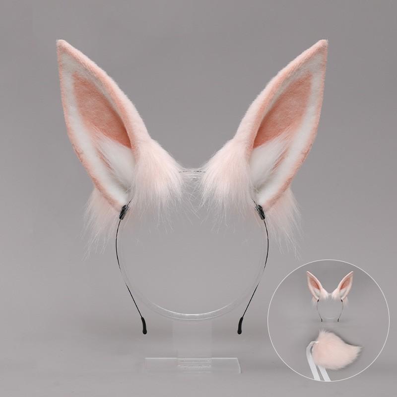 Plush Rabbit Ears Headband Tail Set Cosplay Anime Convention Cute Kawaii Costume Accessory