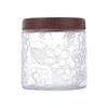 Large Embossed Begonia Flower Glass Storage Jar with Wide Opening for Rock Sugar