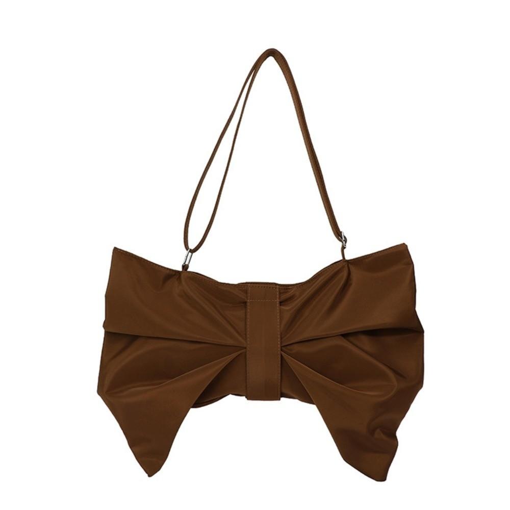 Fashion Pleated Bow Crossbody Bags Polka Dots Zipper Handbag Large Capacity Bowknot Tote Travel кофейный