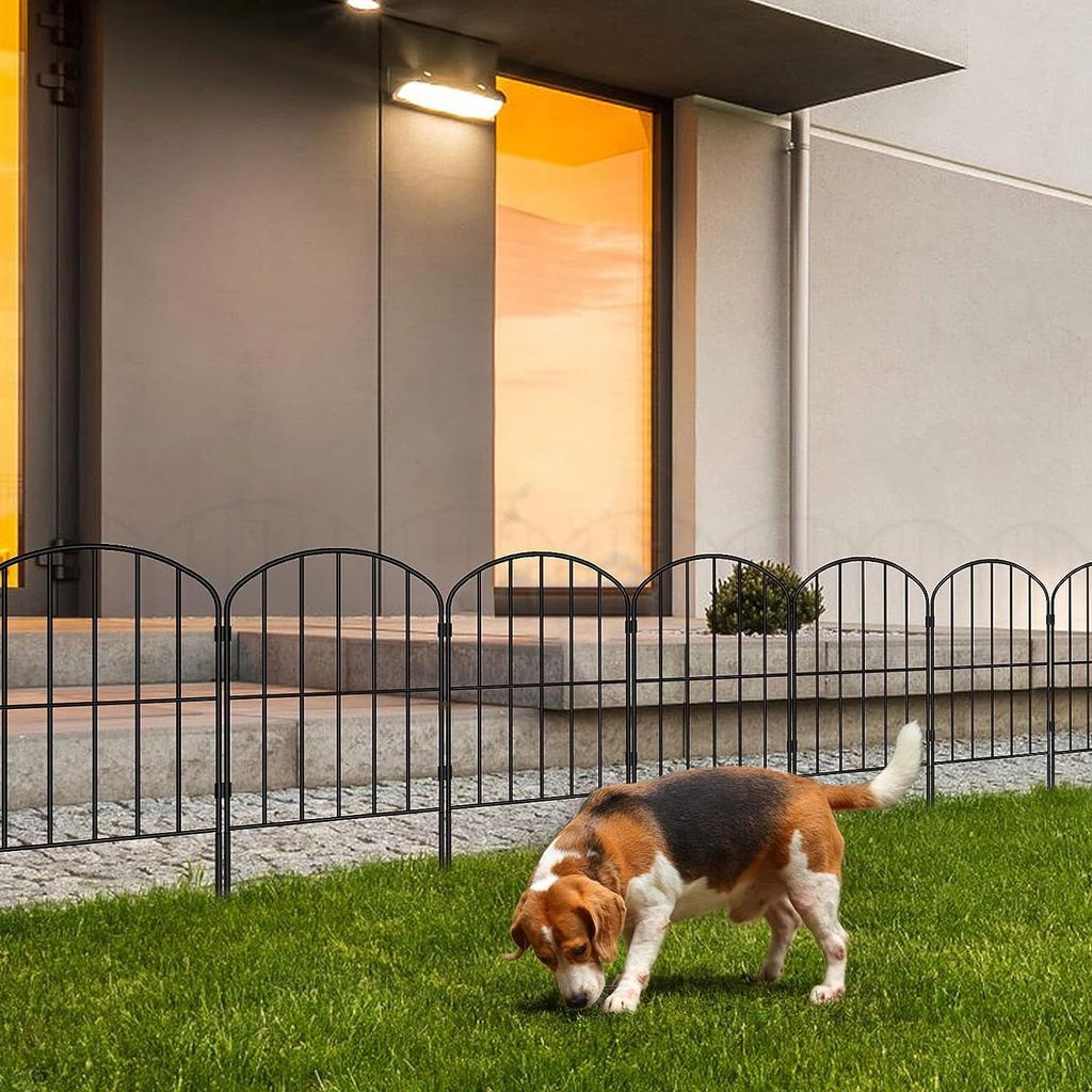 Gartenzaun 10 Paneele, 10 Fuß (L) X 24 Zoll (H.) Rostfreier Metall-Drahtrand Tierbarriere für Hund, Gartenzaun