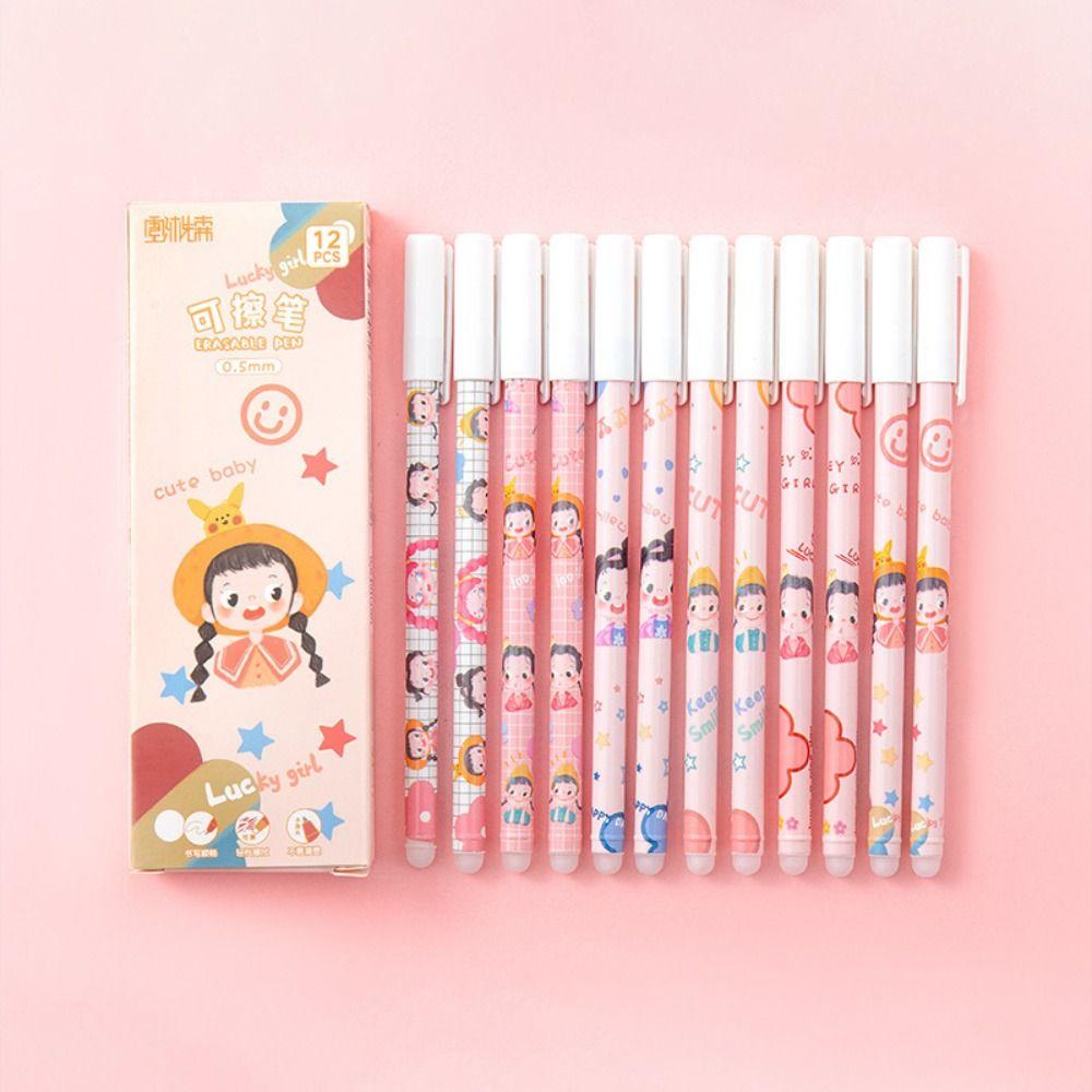 12PCS/Box 0.5mm Blue Ink Neutral Pen Bear Peach Astronaut Gel Pens Writing Tools  Students Gift