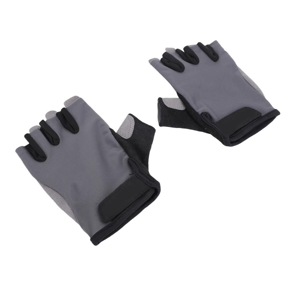 Cycling Gloves Grey Elastic Anti Slip Breathable Shock Absorbing Half Finger Bike Gloves for Road Bi