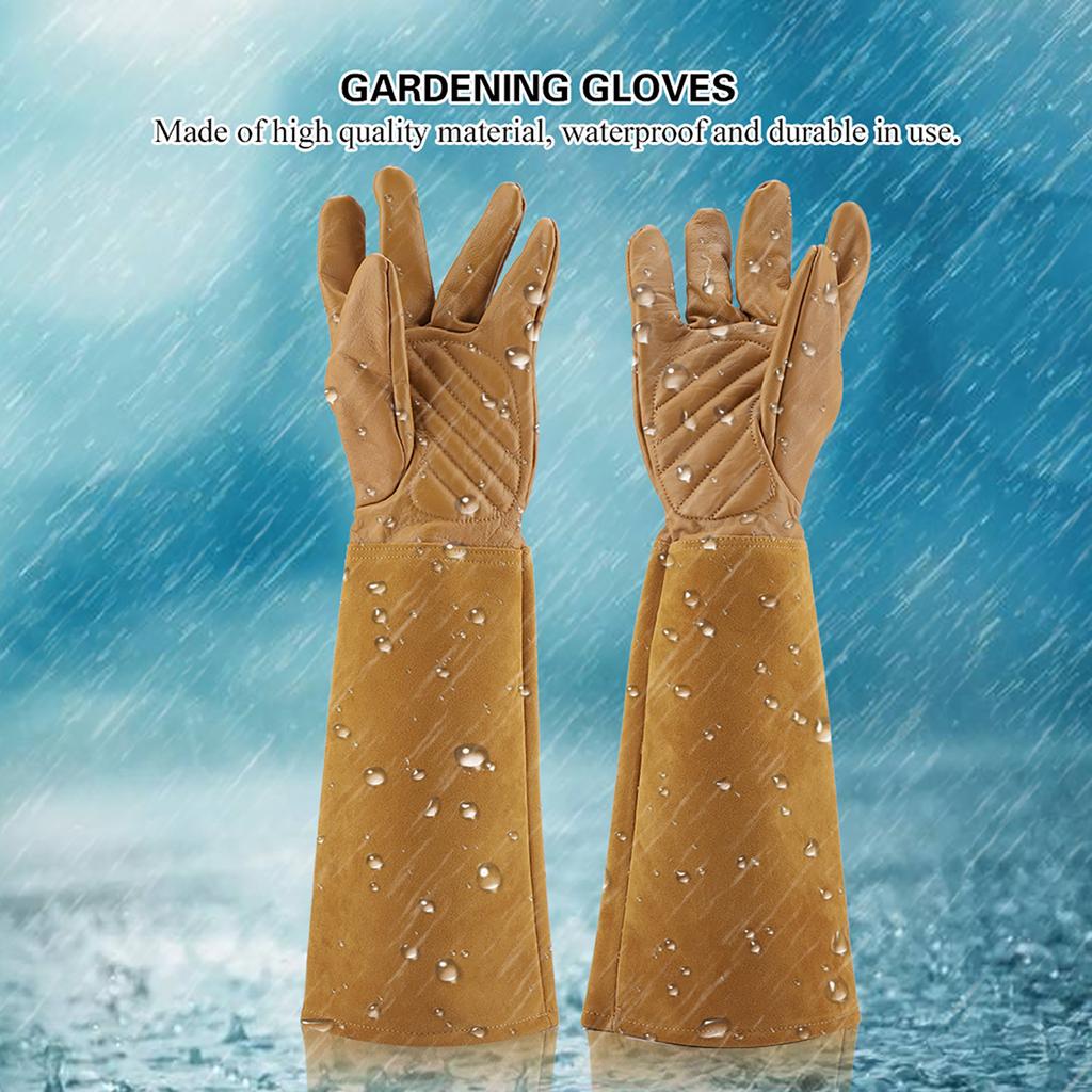 Rose Pruning Gardening Leather Gloves Wearproof Puncture Proof Long Work Glove