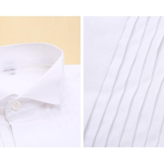 Bridegroom Shirt Top with Bow Ties Solid Color Long Sleeve Lapel Button-up