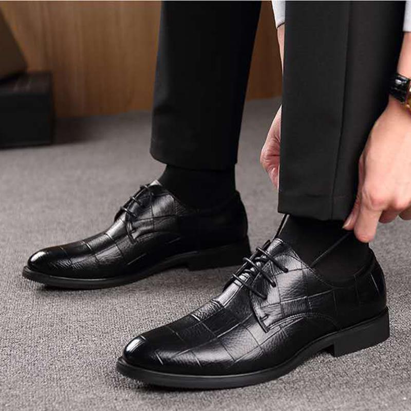 Leather Shoes Men's Business Formal Groomsmen Big Size Shoes Hundred Casual Wedding Shoes Comfortable Soft Bottom Work Shoes