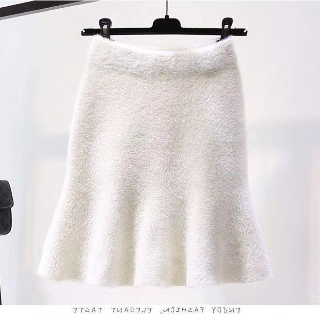 

Утолщенная трикотажная норковая рубашка, короткая юбка «рыбий хвост», юбка на полтела, женская осенне-зимняя юбка 3XL