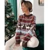 2022 Women's Christmas Jacquard Round Neck Loose Sweater – Five Colors Available