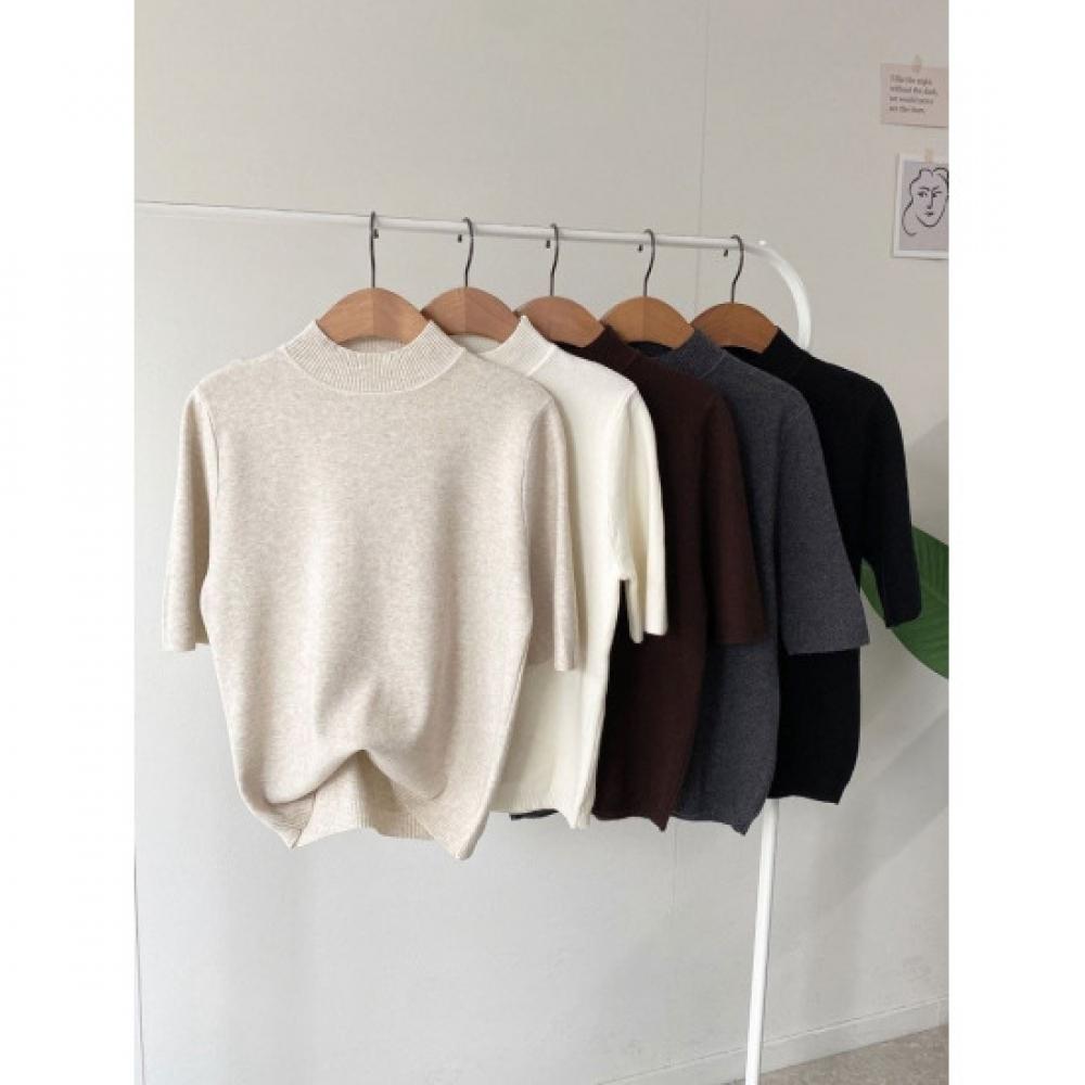 Honey J Half Sleeve High Neck Knit 5color
