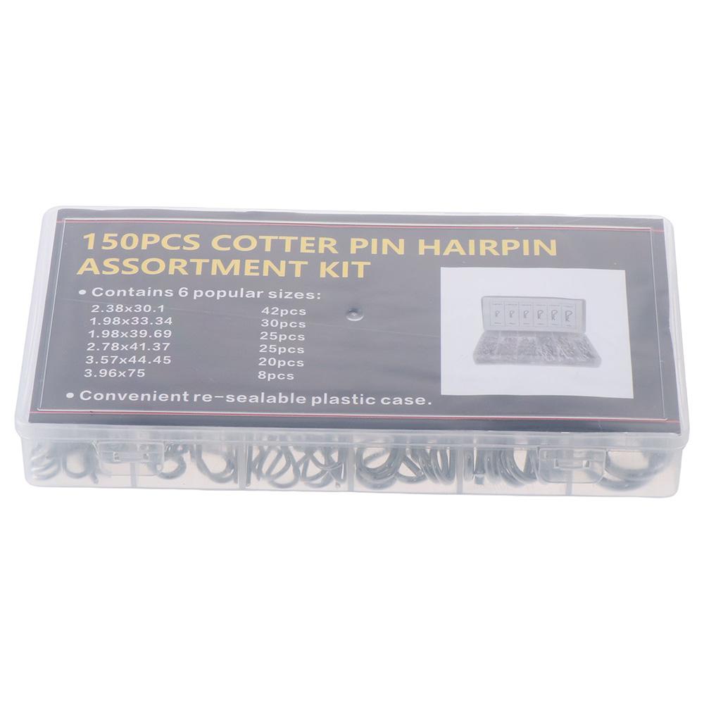 150 Pcs Zinc Plated Cotter Pins Assortment Kit 6 Sizes Spring Retaining Clips  Lock Systems