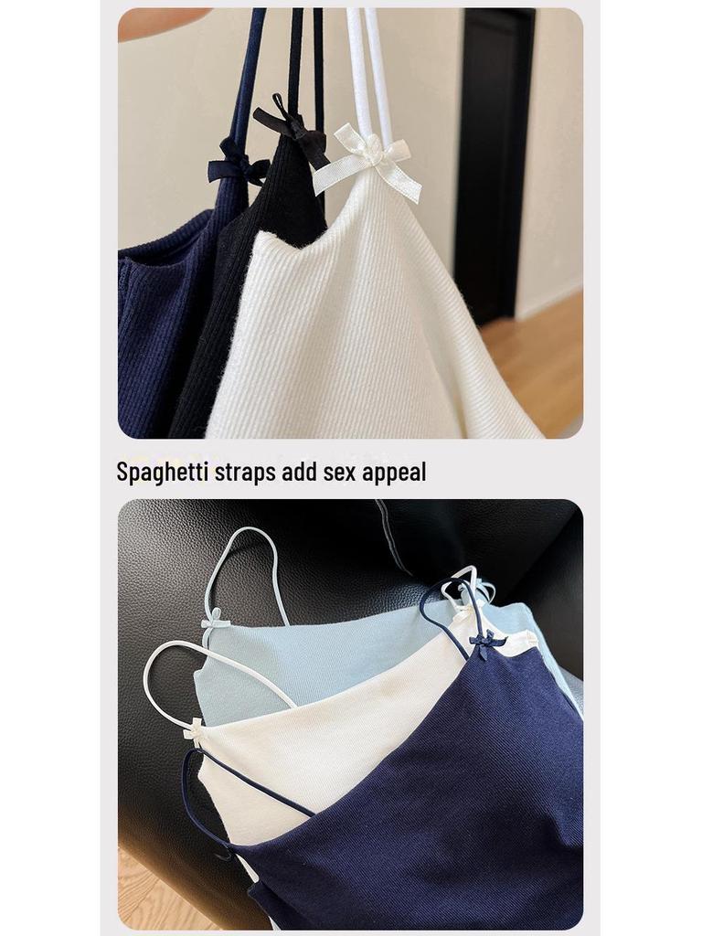 Damen Langweste mit Schleife, Spaghetti-Trägern, gerafften Cups und schönem Rücken