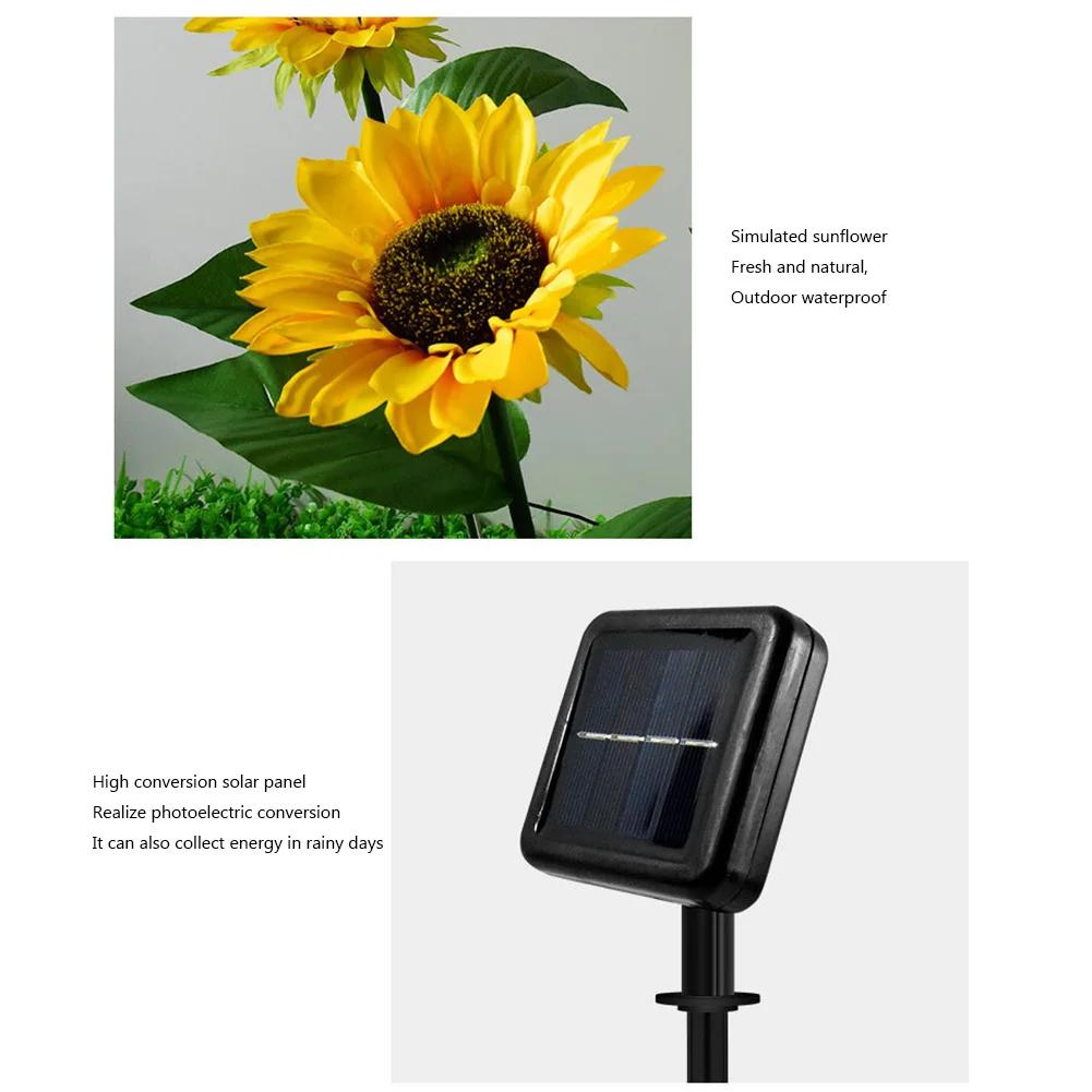 LED Sunflower Landscape Lighting Waterproof Solar Lawn Walkway Lighting Easy Installation Automatic Switch for Courtyard